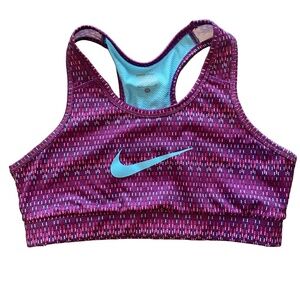 NIKE Pro Active Dri-Fit Purple Blue Centre Swoosh Core Mesh Back Sports Bra XL